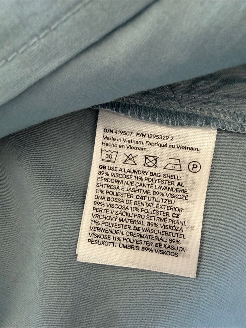 H&M Light Blue Ruffle Collar Tie-Front Blouse, nwt - Picture 11 of 17